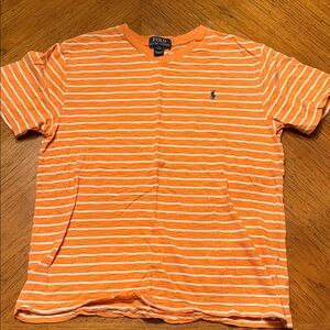 Polo by Ralph Lauren Orange and White Striped Short-Sleeve Tee